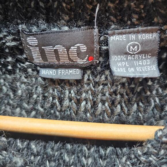 Vintage Inc. Sweater Mens Medium Gray 90s Geometric Cosby Academia Retro Grandpa - Picture 8 of 8